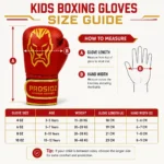 Red Prosidz kids boxing gloves with gold logo and wrist strap