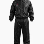 PROSIDZ black sauna suit tracksuit with full zip jacket and elastic pants for boxing, MMA, gym and fitness training