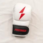PROSIDZ black boxing gloves with red logo and size guide