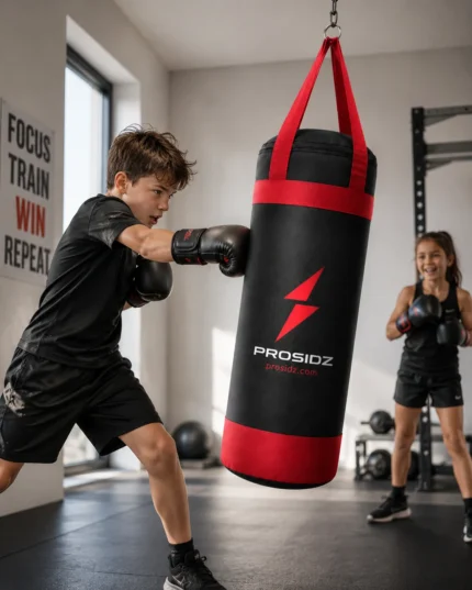 Kids training with Prosidz punching bag for boxing fitness and coordination