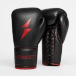 PROSIDZ lace up boxing gloves side angle with red stitching