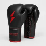 PROSIDZ professional competition boxing gloves black red close up