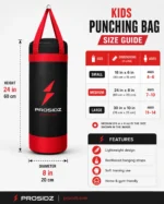Prosidz kids punching bag size guide with small medium and large options