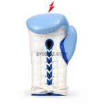Wholesale Lace Up Boxing Gloves in pale blue and pearl white with royal-blue trim, white laces, stitched panels, PSI logo and prosidz industries branding