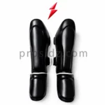 Black Boxing shin guards with molded panel design and PROSDIZ logo styling