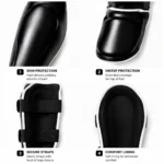 Black Boxing shin guards secure strap fastening system detail