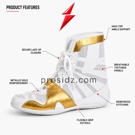 Boxing Shoes Manufacturer silver textured side panels by PSI Prosidz Industries