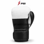 Cowhide Boxing Gloves with wide black hook and loop wrist strap and PSI Prosidz Industries branding