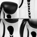 Cowhide Leather Boxing Gloves black white stitching detail grid PSI Prosidz Industries