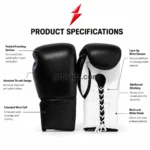 Cowhide Leather Boxing Gloves white lace-up wrist detail PSI Prosidz Industries