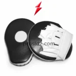 Rear view of Custom boxing focus mitts showing white open-finger sections with PSI and Prosidz Industries branding