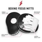 Close-up of reinforced white stitching and black edge lacing on PSI Custom boxing focus mitts by Prosidz Industries