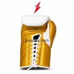 Leather Sparring Boxing Gloves 16 oz gold and white design with visible stitching and PSI Prosidz Industries branding