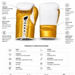 Leather Sparring Boxing Gloves metallic gold stitching detail with white trim and PSI Prosidz Industries branding