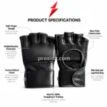 MMA Gloves Men black hook and loop wrist strap PSI Prosidz Industries