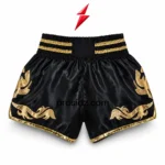 muay thai shorts manufacturer wide black waistband with four gold accents psi prosidz industries