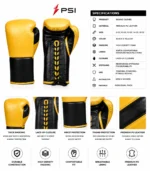 Private Label Boxing Gloves in yellow and black with PSI Prosidz Industries branding
