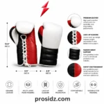 PSI Professional Boxing Gloves red black side panels and white laces by Prosidz Industries