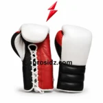 PSI Professional Boxing Gloves red black leather stitching detail by Prosidz Industries