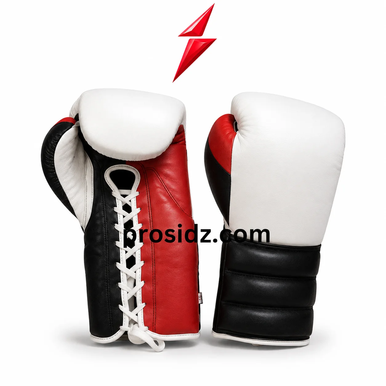 professional-boxing-gloves-red-black-stitching-psi PSI Professional Boxing Gloves red black leather stitching detail by Prosidz Industries