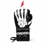 PSI OEM Boxing Gloves Manufacturer black glove palm with lace-up closure and white stitching