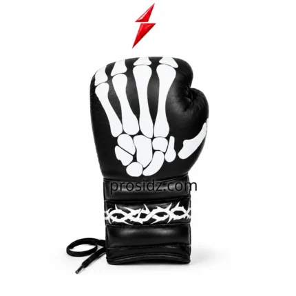 PSI OEM Boxing Gloves Manufacturer black glove palm with lace-up closure and white stitching