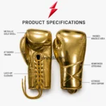 Hamza Siddique PSI and Prosidz Industries Sparring Boxing Gloves specification image in metallic gold
