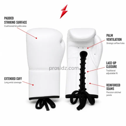 PROSIDZ Lace Up Boxing Gloves Wholesale with five product feature callouts