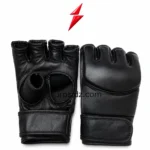 PSI black MMA Fighting Gloves showing open palm and padded back design by Prosidz Industries