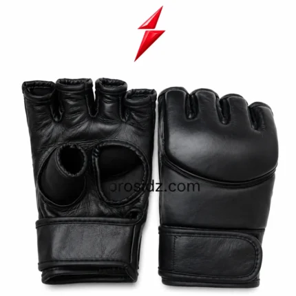 PSI black MMA Fighting Gloves showing open palm and padded back design by Prosidz Industries