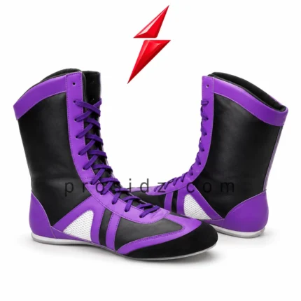 PSI Boxing Boots Exporter purple and black high-top boxing boot by Prosidz Industries