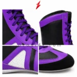 PSI Boxing Boots Exporter white ventilated mesh with purple stitched overlays by Prosidz Industries