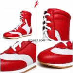 Custom Boxing Footwear red panel stitching by PSI and prosidz industries