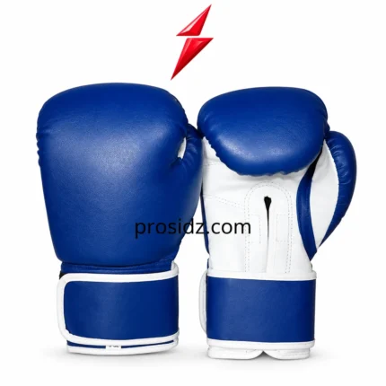 PSI Custom Boxing Gloves in Bulk with royal-blue textured front, white cuff piping, reinforced seams, and red logo placement.