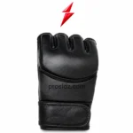 PSI MMA Fighting Gloves with black open-finger construction and stitched edges by Prosidz Industries