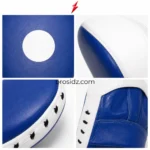 PSI MMA focus mitts in royal blue and white with circular target and Prosidz Industries branding