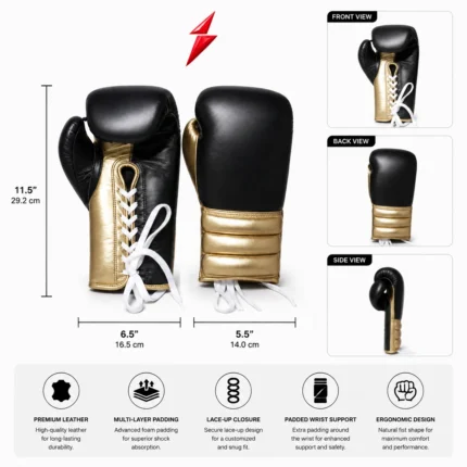 PSI Premium Boxing Gloves white lace closure and stitched panel details by prosidz industries