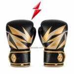 PSI Prosidz Industries 12 Oz Boxing Gloves pair in black, gold and cream