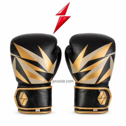 PSI Prosidz Industries 12 Oz Boxing Gloves pair in black, gold and cream