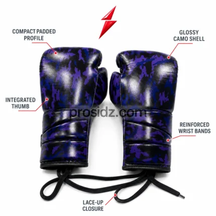 PSI Prosidz Industries Lace Up Training Gloves specification image with five construction callouts