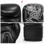 Four-grid zoom of PSI Prosidz Industries Dragon Boxing Gloves in black and white