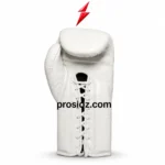 PSI Prosidz Industries Leather Lace Up Boxing Gloves white lace side with reinforced stitching and extended cuff