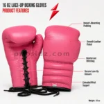 PSI Prosidz Industries Professional Lace Up Boxing Gloves with three padded wrist sections
