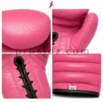 PSI Prosidz Industries Professional Lace Up Boxing Gloves with reinforced pink stitching