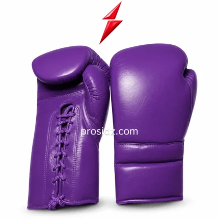 PSI Prosidz Industries purple Lace Up Boxing Gloves Manufacturer pair front and lace view