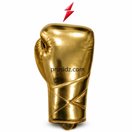 PSI Sparring Boxing Gloves in metallic gold with lace-up closure and padded knuckles