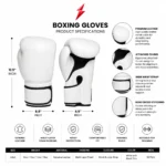 PSI Velcro Boxing Gloves white and black palm with attached thumb by Prosidz Industries