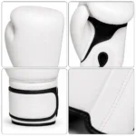 PSI Velcro Boxing Gloves white textured material reinforced stitching and black trim by Prosidz Industries