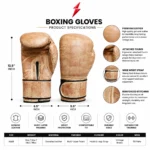 Vintage Leather Boxing Gloves with distressed brown wrist cuff and black hook-and-loop trim by PSI Prosidz Industries