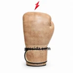 Vintage Leather Boxing Gloves palm view showing attached thumb, ventilation holes and stitched panels by PSI Prosidz Industries